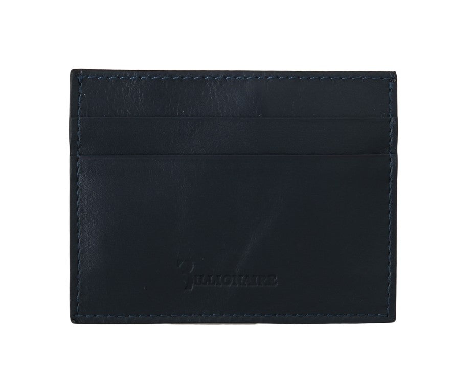 Billionaire Italian Couture Elegant Blue Leather Men's Wallet