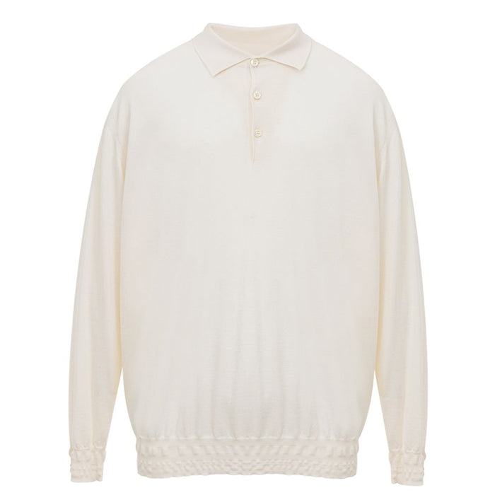 Brioni White Cashemere Polo Shirt