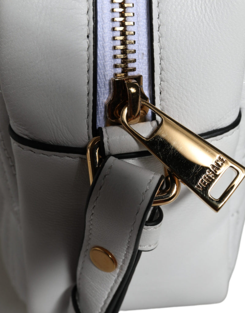 Versace White Quilted Nappa Leather Crossbody Shoulder Bag