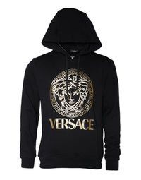 Versace Black Medusa Print Cotton HoodiePullover Sweatshirt Sweater