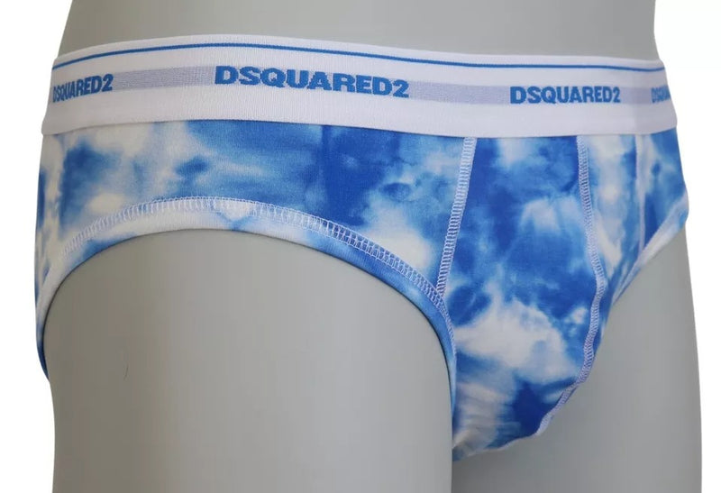 Dsquared² Blue Tie Dye Cotton Stretch Men Brief Underwear