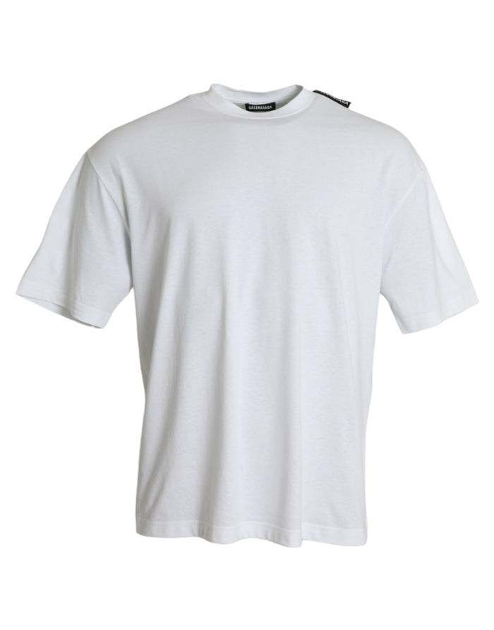 Balenciaga Off White Cotton Jersey Round Neck T-shirt