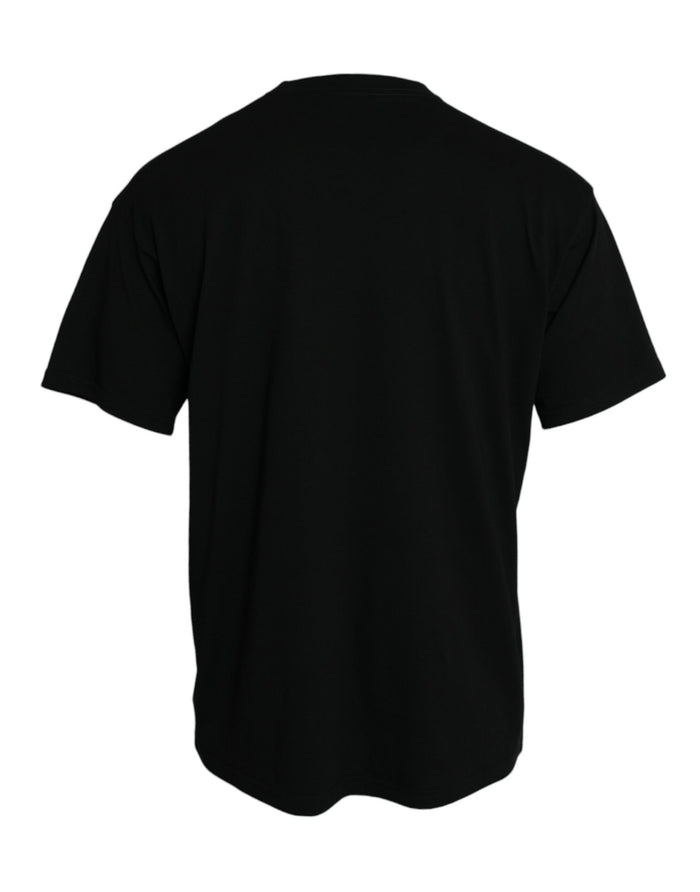 Balenciaga Black Cotton Logo Print Crew Neck Short Sleeves T-shirt