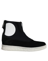 Alexander McQueen Black White Neoprene Takeshi Mid Calf Boots Shoes