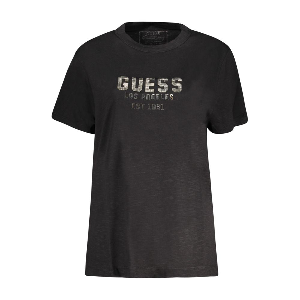 Guess Jeans Black Cotton Tops & T-Shirt