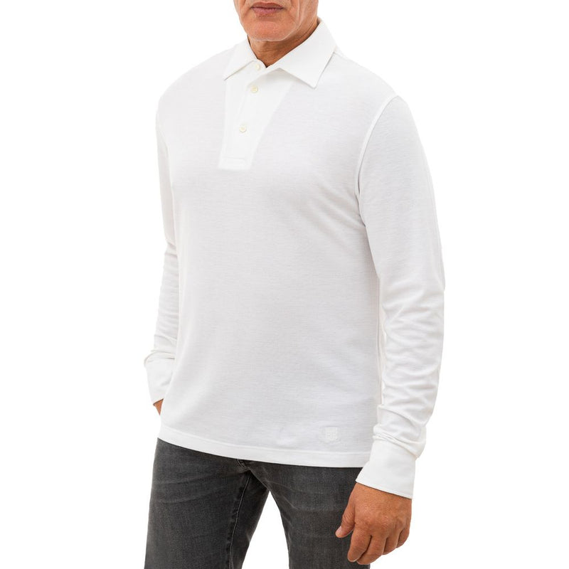 Corneliani White Cotton Polo Shirt