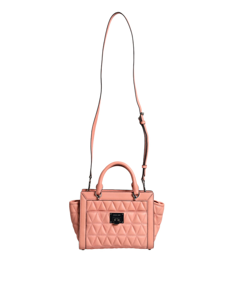 Michael Kors Peach Quilted Leather Logo Crossbody VIVIANNE Messenger Bag