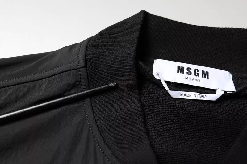 MSGM Black Cotton Full Zip Bomber Long Sleeves Jacket