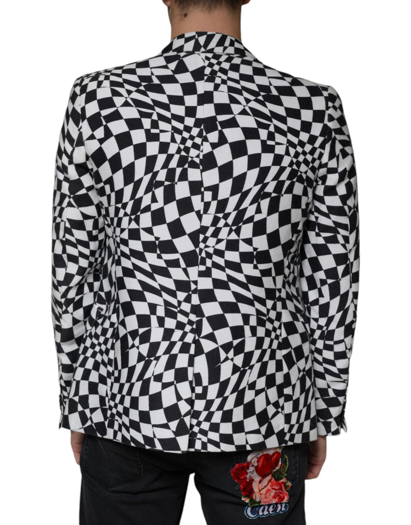 John Richmond Black White Checkered Crystal Single Breasted Blazer