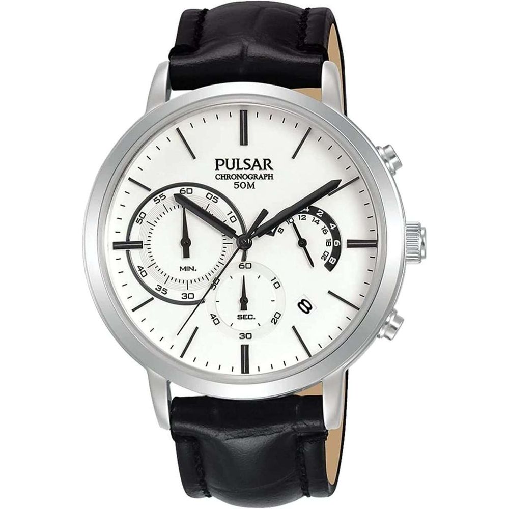 Pulsar Black Leather Watch