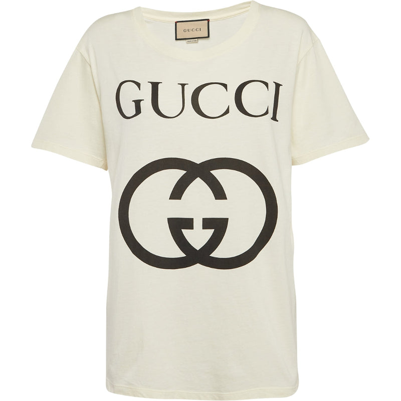 Gucci Interlocking GG Logo Slim Fit White T-Shirt S