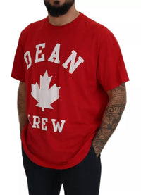 Dsquared² Red Printed Cotton Short Sleeves Crewneck T-shirt