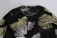 Dsquared² Gold Silver Silk Jacquard See Through Top Blouse