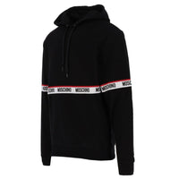 Moschino Branded Taped Chest Black Hoodie M