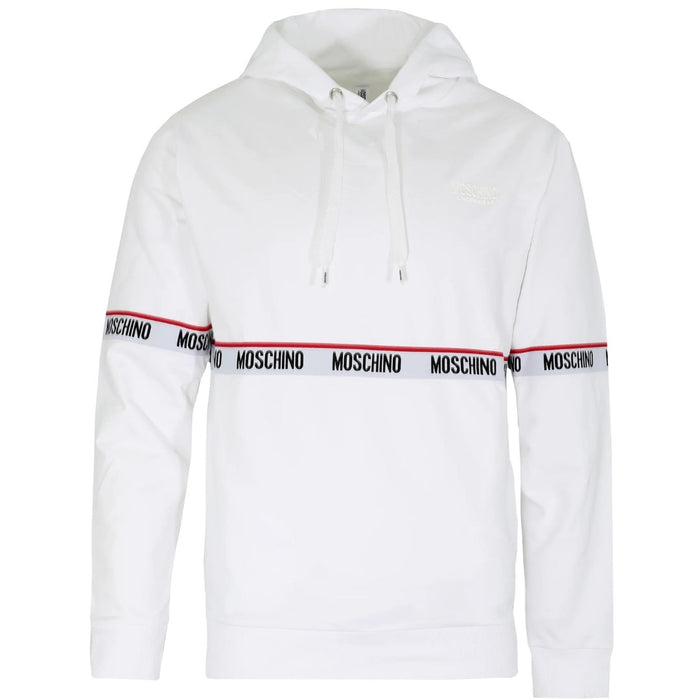 Moschino Branded Taped Chest White Hoodie XS