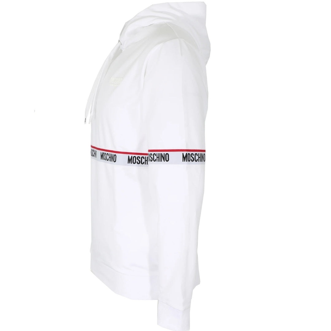 Moschino Branded Taped Chest White Hoodie XS