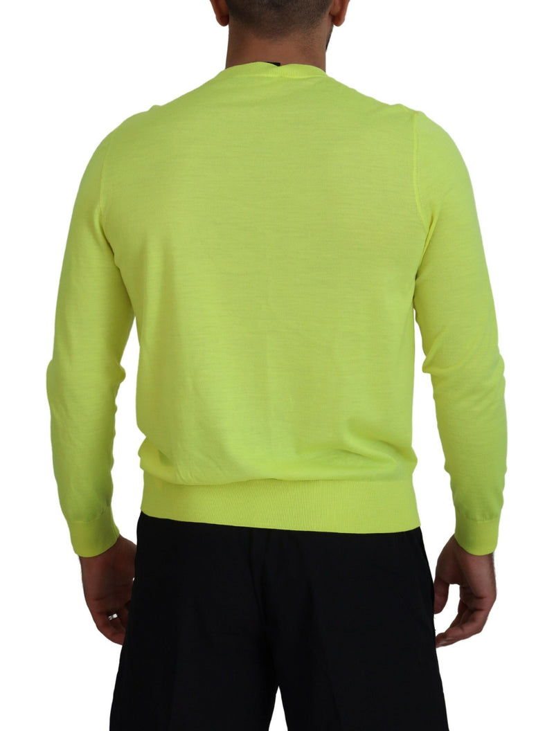 Dsquared² Yellow Green Long Sleeves Men Pullover Sweater