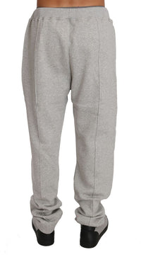 Billionaire Italian Couture Elegant Gray Cotton Sweatsuit Ensemble