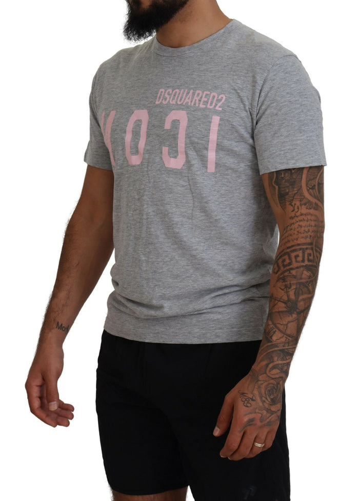 Dsquared² Gray Logo Cotton Short Sleeves Crewneck T-shirt