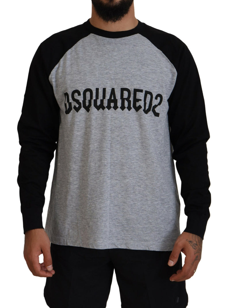 Dsquared² Two Tone Printed Long Sleeves Crew Neck T-shirt