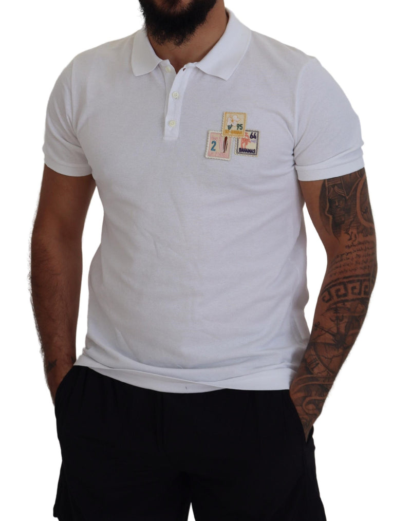 Dsquared² White Cotton Short Sleeves Collared T-shirt