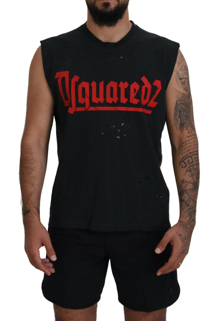 Dsquared² Black Cotton Sleeveless Crewneck Tank T-shirt