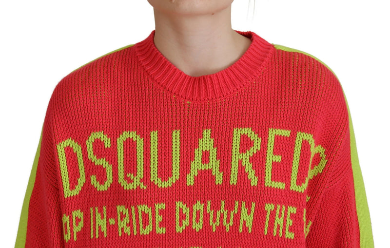 Dsquared² Multicolor Cotton Knitted Crewneck Pullover Sweater