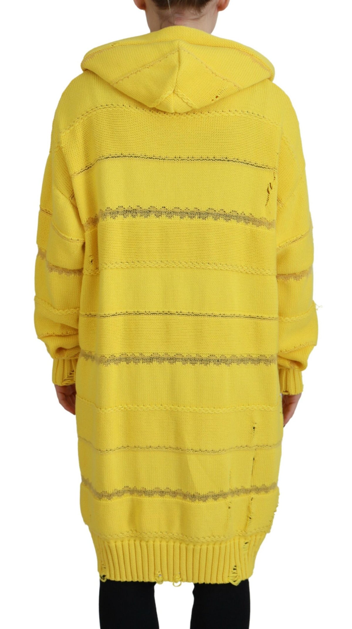 Dsquared² Yellow Cotton Knitted Hooded Pullover Sweater