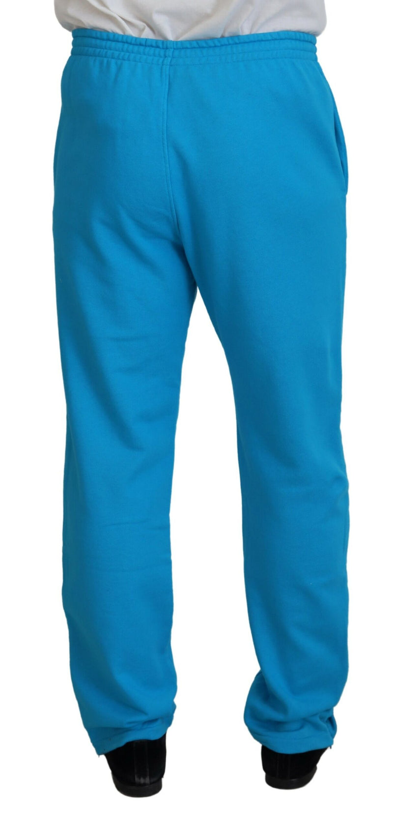 Dsquared² Light Blue Cotton Logo Print Casual Pants