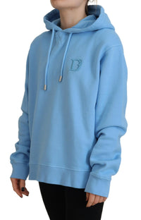 Dsquared² Light Blue Logo Hooded Women Long Sleeve Sweater