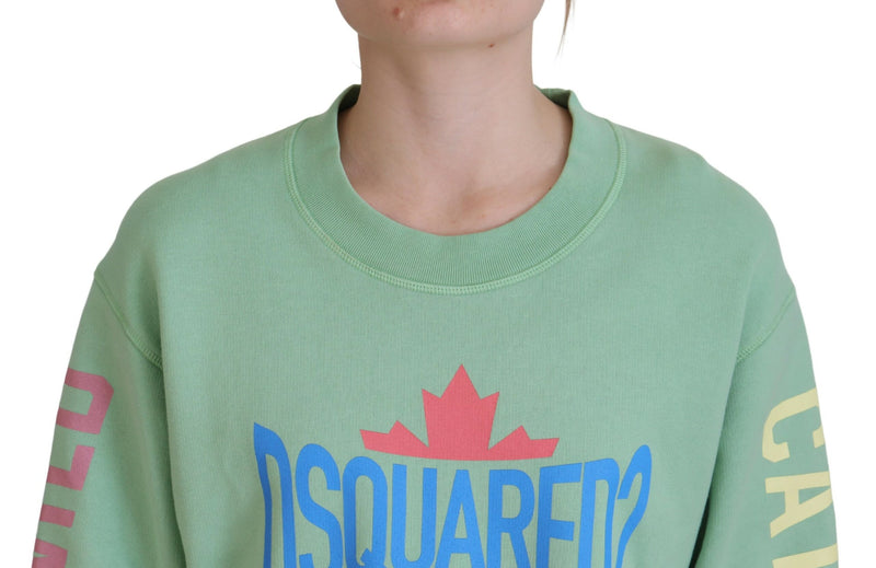 Dsquared² Green Logo Printed Crew Neck Long Sleeve Sweater