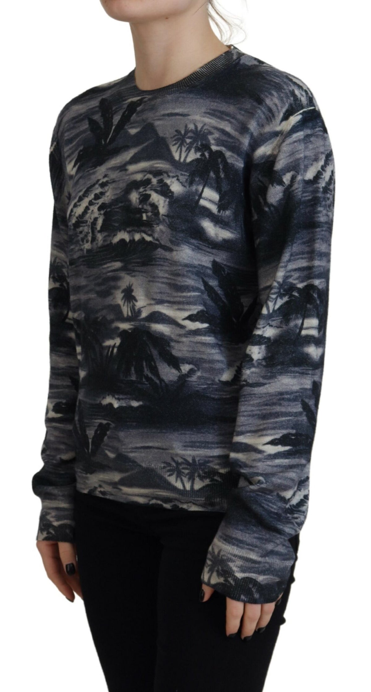 Dsquared² Black Long Sleeve Thunder Sky Print Casual Sweater