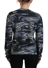 Dsquared² Black Long Sleeve Thunder Sky Print Casual Sweater