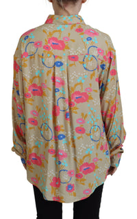 Dsquared² Beige Floral Collared Button Down Long Sleeves Shirt