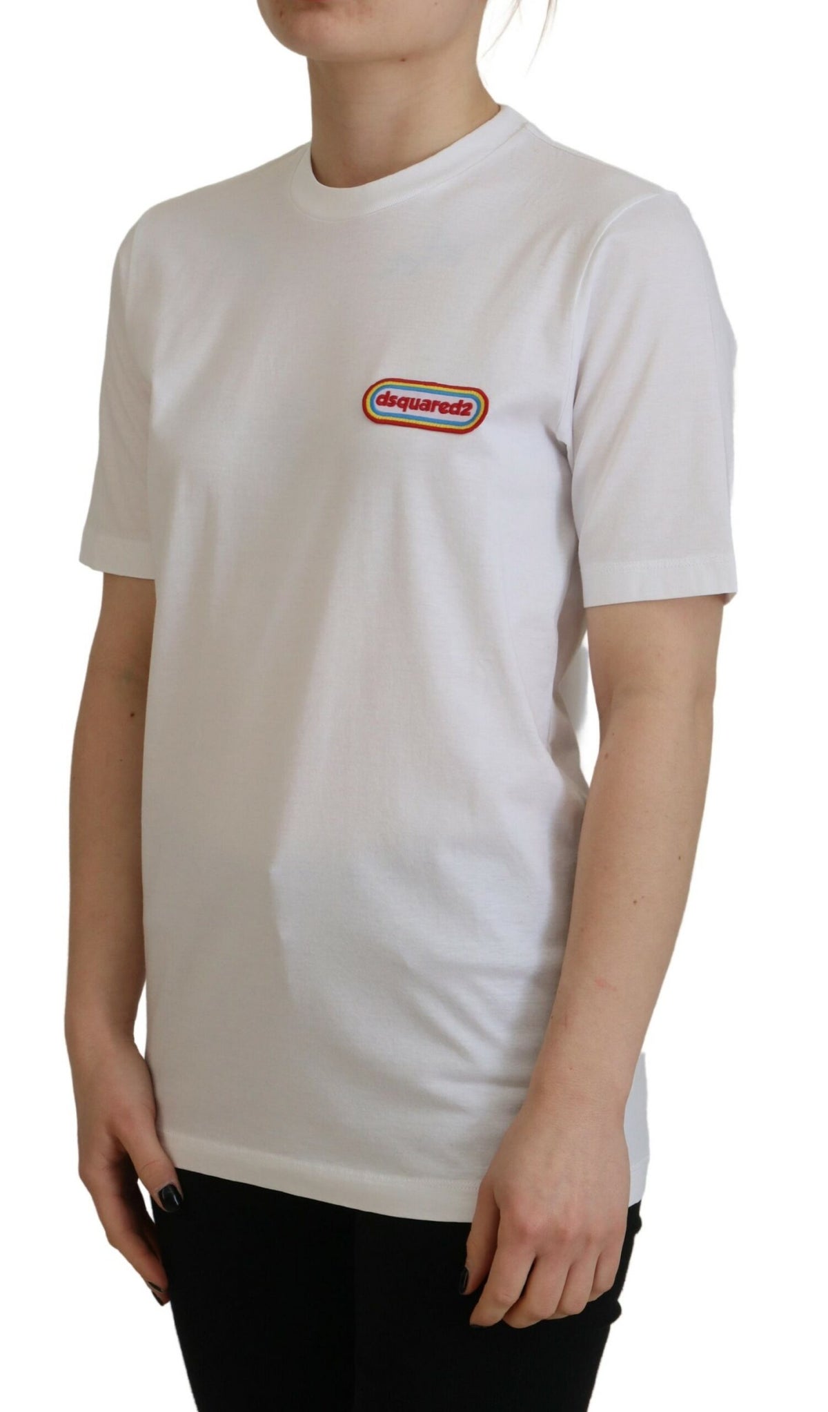 Dsquared² White Logo Patch Crewneck Short Sleeve Tee T-shirt