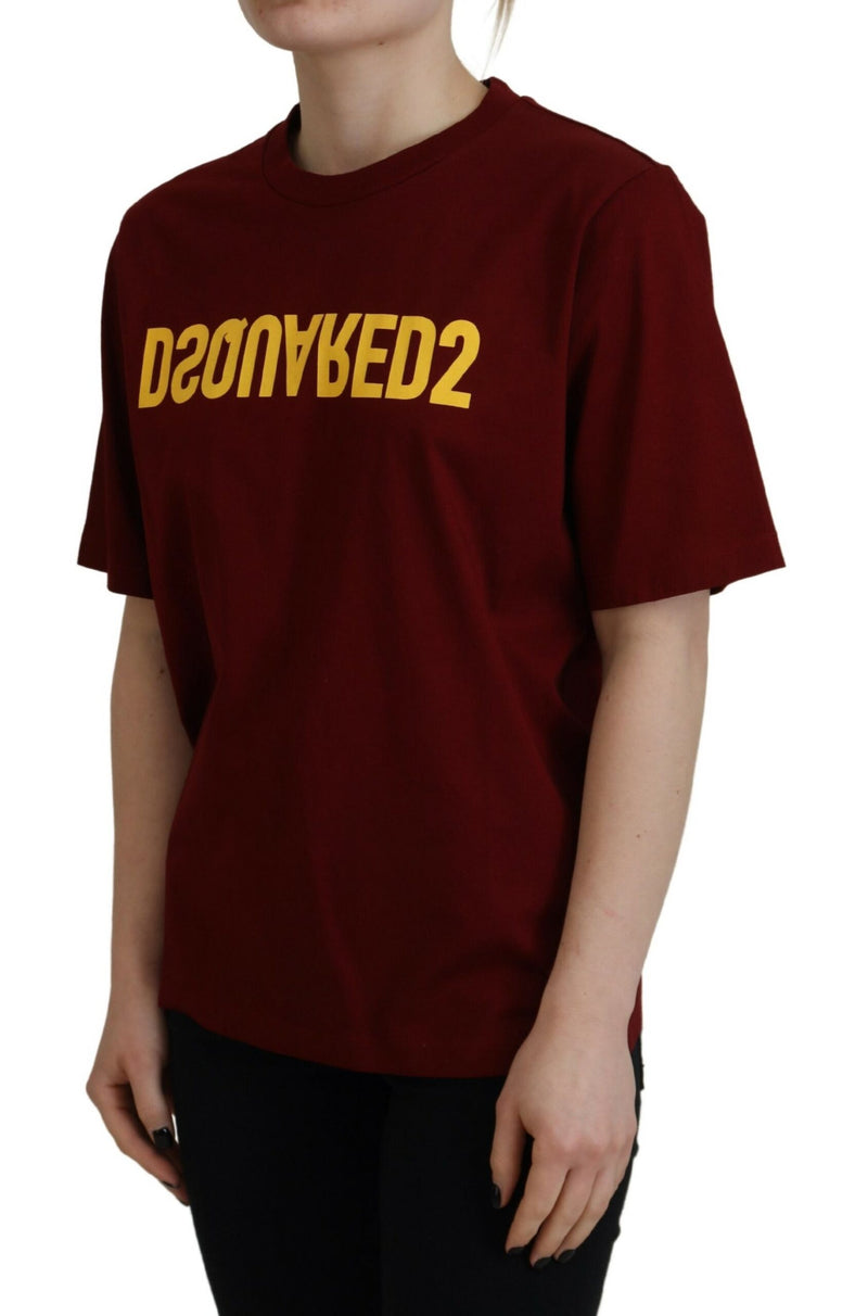 Dsquared² Maroon Logo Cotton Crewneck Short Sleeve Tee T-shirt