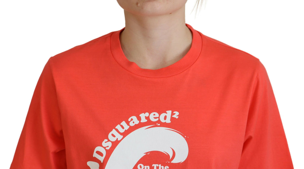 Dsquared² Orange Logo Cotton Crewneck Short Sleeve T-shirt