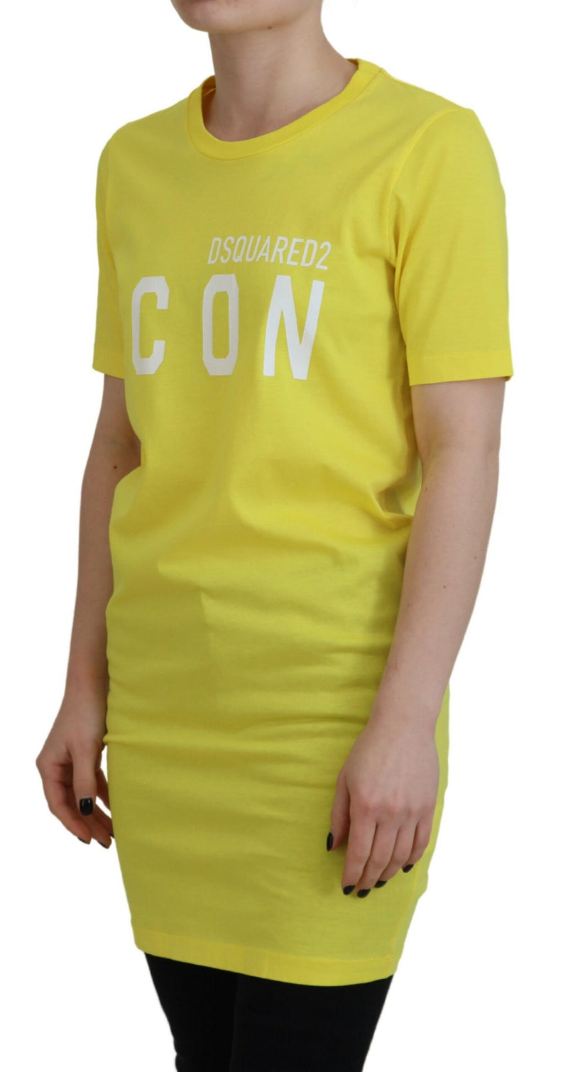 Dsquared² Yellow CottonShiny Icon Renny Dress Crewneck T-shirt
