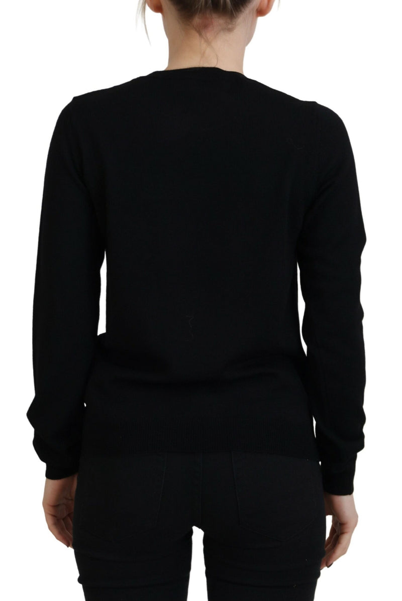 Dsquared² Black Virgin Wool Logo Print Long Sleeves Sweater