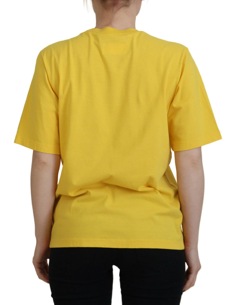 Dsquared² Yellow Logo Print Cotton Crewneck Easy Tee T-shirt
