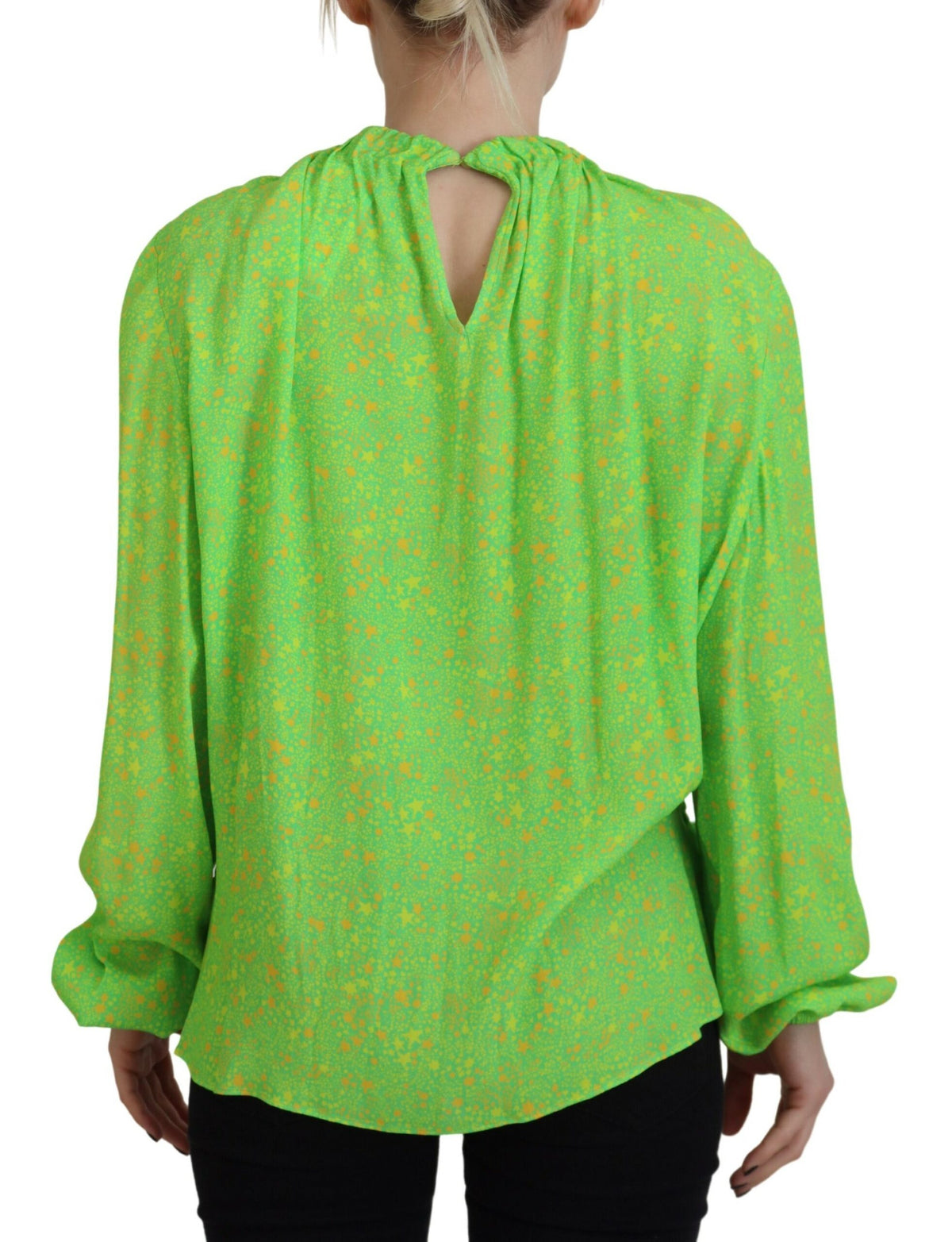 Dsquared² Green Stars Print Viscose Long Sleeves Blouse Top