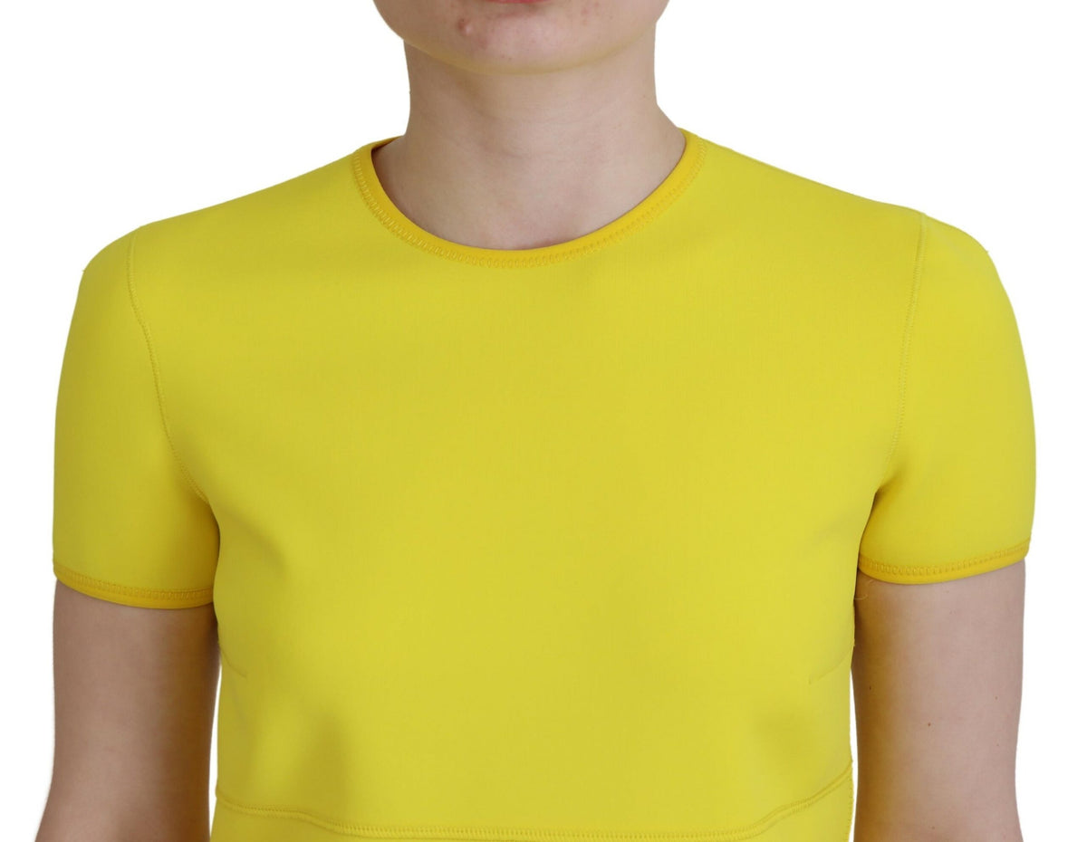 Dsquared² Yellow Nylon Short Sleeves Round Neck Mini Dress