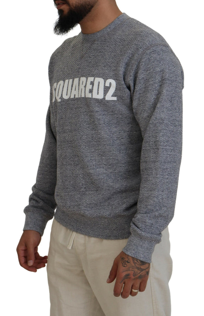Dsquared² Gray Crystal Embellishment Men Pullover Sweater