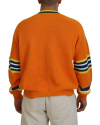 Dsquared² Orange Printed Long Sleeves Men Pullover Sweater