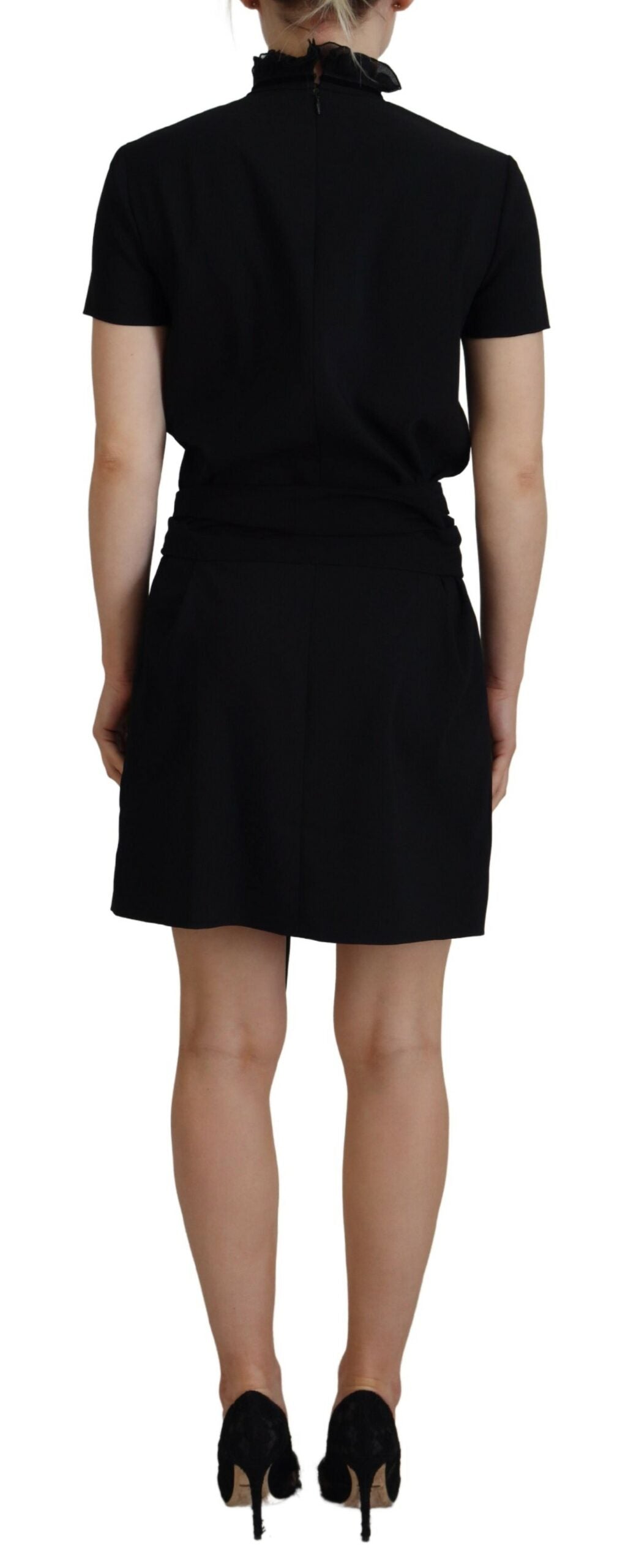 Dsquared² Black Polyester Short Sleeves Sheath Mini Dress