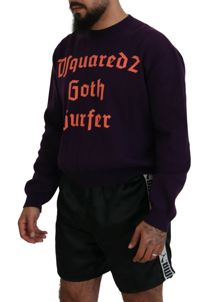 Dsquared² Purple Cotton Printed Men Pullover Sweater