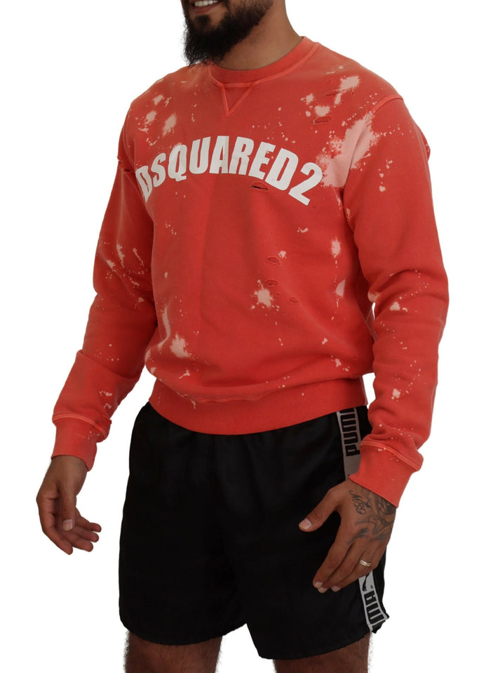Dsquared² Orange Printed Long Sleeves Pullover Sweater