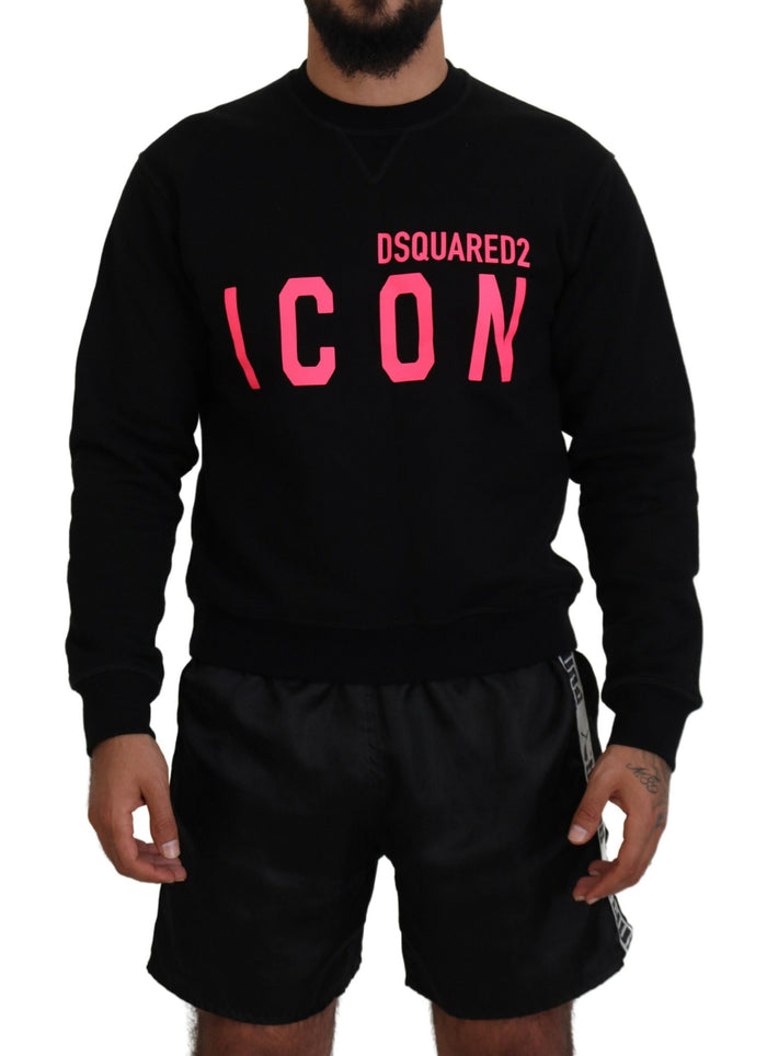 Dsquared² Black Printed Long Sleeves Pullover Sweater