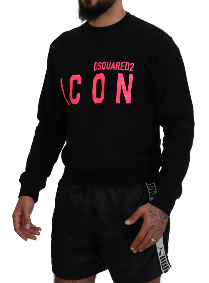 Dsquared² Black Printed Long Sleeves Pullover Sweater