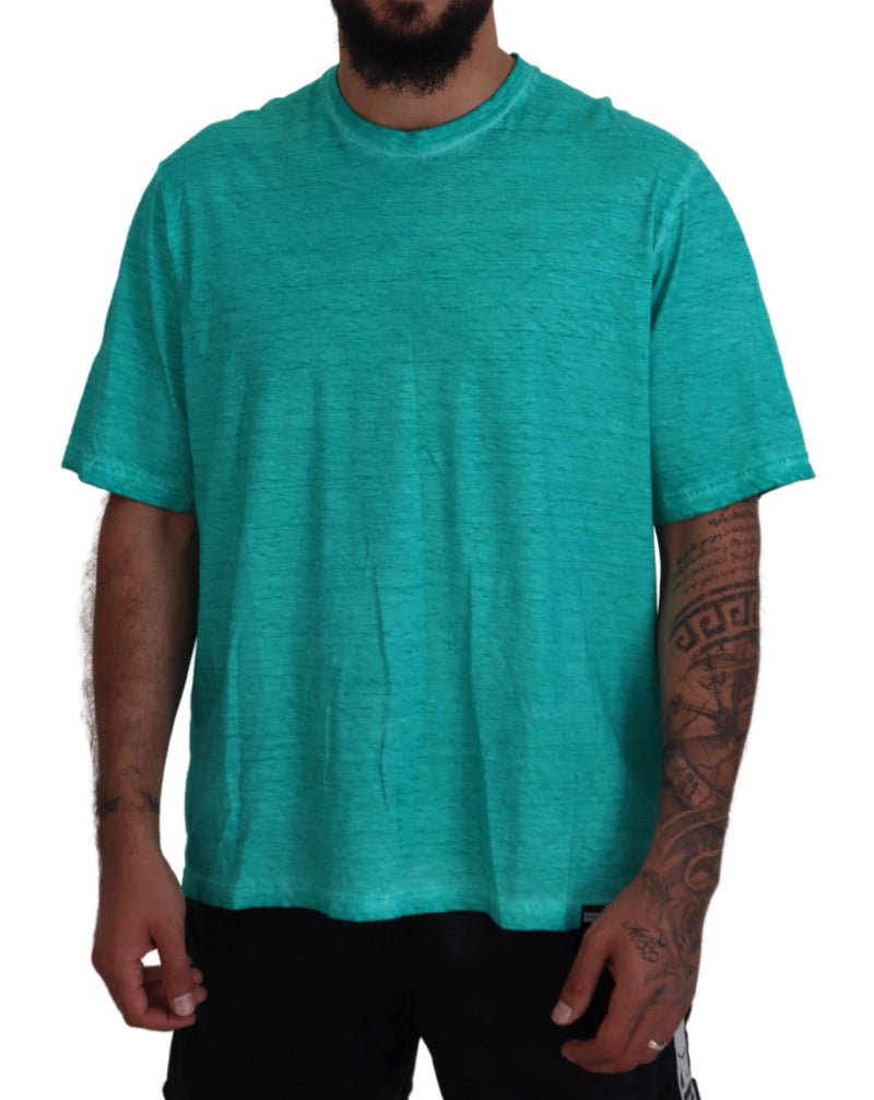 Dsquared² Light Green Cotton Linen Short Sleeves T-shirt